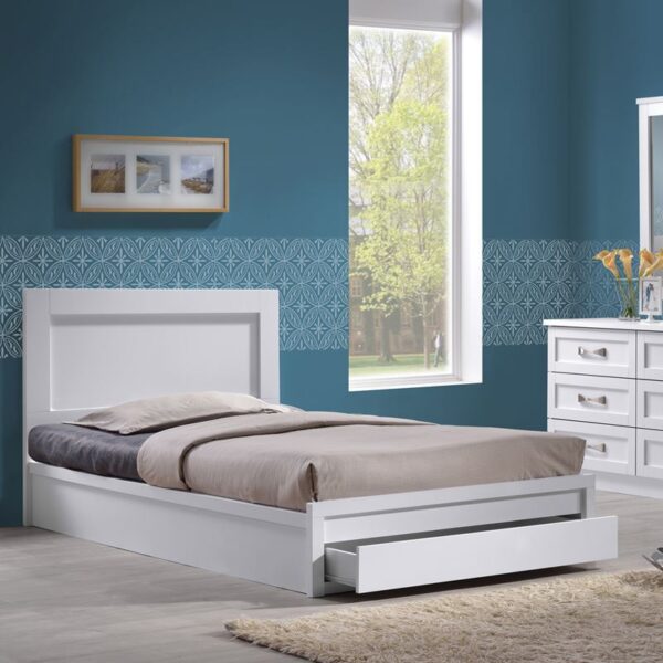 Κρεβάτι Ημίδιπλο Wdw-Life με Συρτάρι, για Στρώμα 110x200cm, Απόχρωση Άσπρο