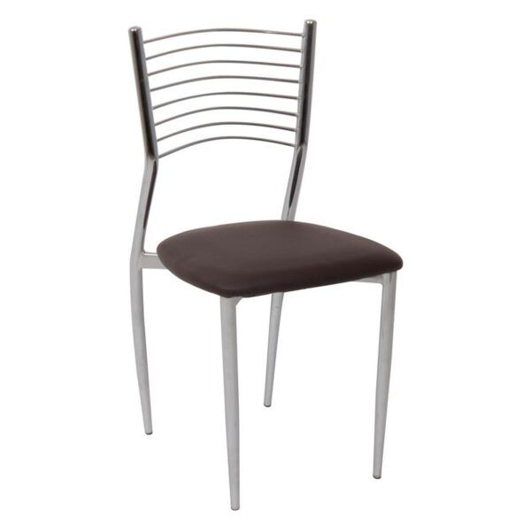 Καρέκλα Wdw-Vivian Μέταλλο Χρώμιο - PVC Σκούρο Καφέ