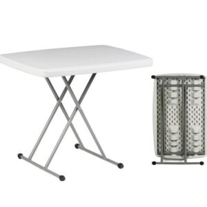BLOW Τραπέζι Catering Πτυσσόμενο, Ρυθμιζόμενο Ύψος, Μέταλλο Γκρι, HDPE Άσπρο 36mm